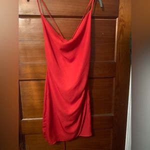 Lucy in the Sky cowl neck red mini dress